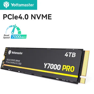 Yottamaster Y7000 PRO PCIe Gen4x4 NVME 512G 1TB 2TB 4TB M.2 Solid State Drive with 3D QLC NAND Flash for PS5, Laptop, Gaming
