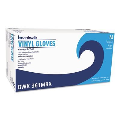 Boardwalk 361MCT Exam Vinyl Gloves, Clear, Medium, 3 3/5 mil, 100/Box, 10 Boxes/Carton - Case of 1000