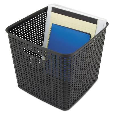 Advantus 40376 Plastic Weave Bin, Extra Large, 12.5" x 11.13", Black, 2/Pack AVT40376
