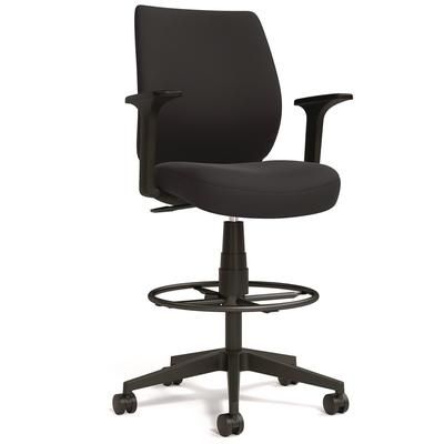 Alera Wessex Drafting Stool, Fabric, Supports Up to 275 lb, 27.95 to 33.66 Seat Height, Black Seat, Black Back, Black Base (ALEWX4614)
