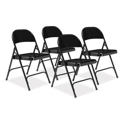 National Public Seating 510 50 Series All-Steel Folding Chair, Supports 500 lb, 16.75" Seat Height, Black Seat/Back/Base, 4/CT - Case of 4 NPS510