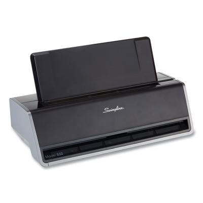 Swingline 74532 28-Sheet Commercial Electric Two-Hole Punch, Fixed 9/32" Holes, Black/Silver SWI74532