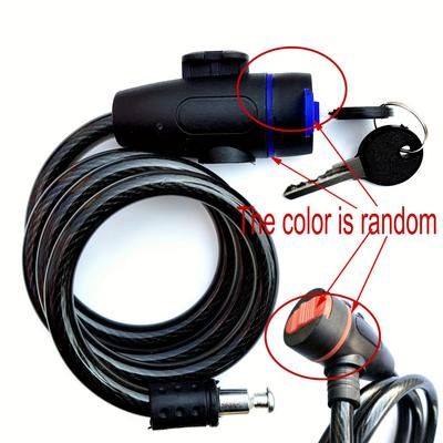 TEMU 1pc Brushed Stainless Steel For Bikes - Portable Anti-theft Security With Key Holder, Mountain & Road Bike Accessory, Black Finish, & Reliable For Daily Commuting, Bicycle Lock