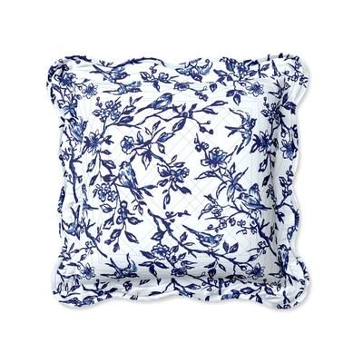 Florence Square Pillow by BrylaneHome in White Blue Bird