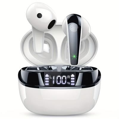 TEMU Q13 Wireless Earphones, 2024 New Wireless Earphones With 4 Enc Microphones, 50h Playback Ear Earphones, Noise Cancelling With Dual Led Displays, Usb-c