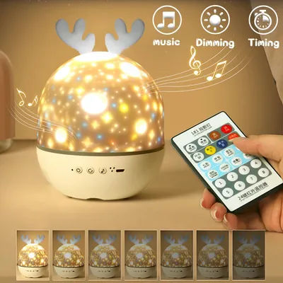 Projecteur ciel étoilé avec haut-parleur Bluetooth, veilleuses USB cerf, haut-parleur ciel étoilé,