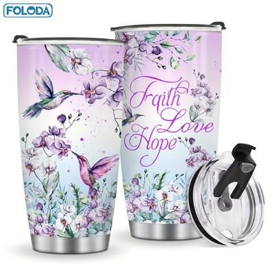 TEMU 1pc, Hummingbird Flower Vacuum Insulated Travel Coffee Tumbler For Mother Grandma, Present For Mama Mom Sister Daughter, Birthday Valentines Day Gift For Her