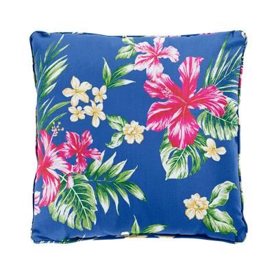 BH Outdoor Performance 16" Sq. Toss Pillow by BrylaneHome in Cobalt Tropicana Outdoor Patio Accent Pillow Cushion