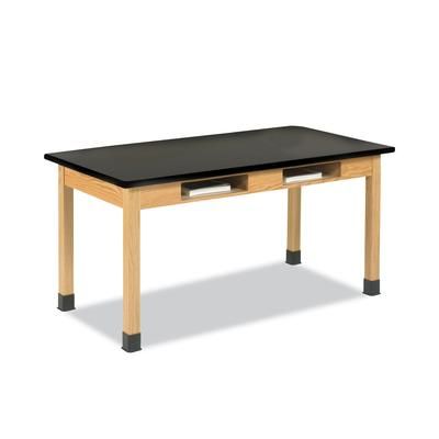 Diversified Woodcrafts, Inc. C7102BK30N Classroom Book Compartment Science Table, 48w x 24d x 30h, Black ChemGuard High Pressure Laminate (HPL) Top, O