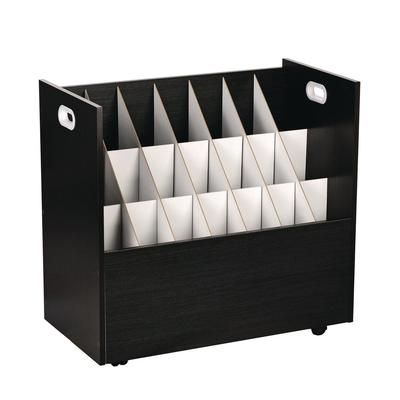 AdirOffice 21-Slot Mobile Rolling Wood Blueprint Storage Cabinet Roll File Large Document Organizer, 30 x 15.75 x 28.5, Black (ALHI625BLK)