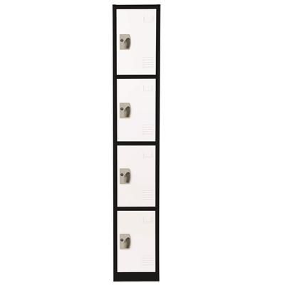 AdirOffice Steel Storage Locker, 4 Compartment, 12 x 12 x 72, Black Body/White Doors (ALHI629204BW)