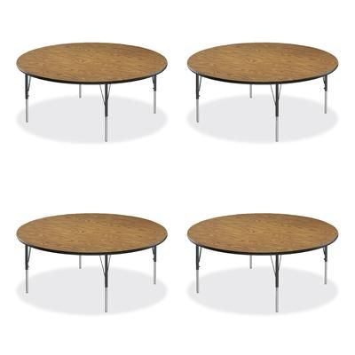 Correll® 60TFRD0695K4 Height Adjustable Activity Tables, Round, 60" x 19" to 29", Medium Oak Top, Black Legs, 4/Pallet