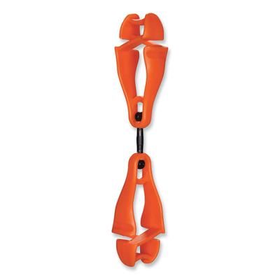 Ergodyne 19518BULK Squids 3420 Dual Clip Swivel Glove Clip Holder, 1 x 0.6 x 5.5, Acetal Copolymer, Orange, 100/Pack, Ships in 1-3 Business Days - Cas