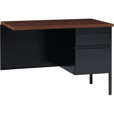 Lorell 60921 Single Pedestal Desk, RH, 42" x 24" x 29-1/2", Black Walnut LLR60921