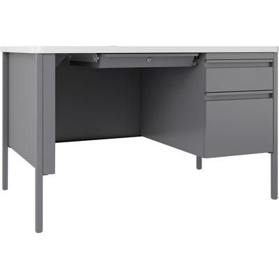 Lorell 66940 Desk, Right-Pedestal, 48"x30"x29-1/2", White/Platinum LLR66940