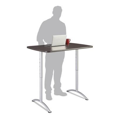 Iceberg 69305 ARC Sit-to-Stand Tables, Rectangular Top, 30w x 48d x 36-48h, Gray Walnut/Silver