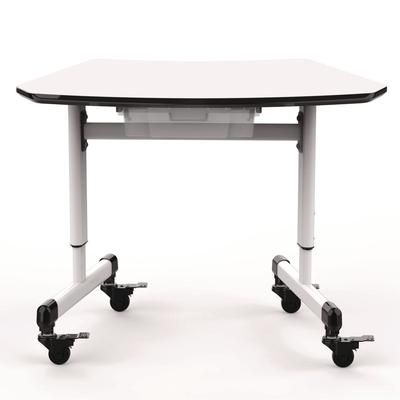 Luxor Height-Adjustable Trapezoid Student Desk with Drawer, 60.25 x 21 x 32 to 38, White (LXOMBSDESK)