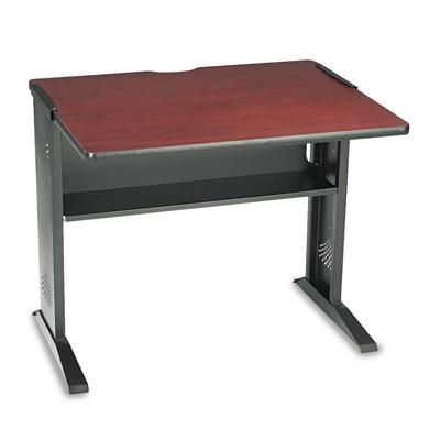 Safco 1930 Computer Desk with Reversible Top, 35.5w x 28d x 30h, Mahogany/Medium Oak/Black