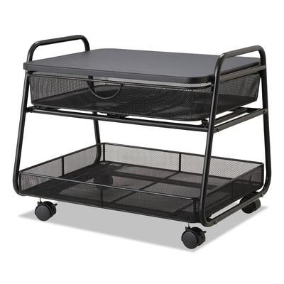Safco 5208BL Onyx Under Desk Machine Stand, 2 Shelves, 21w x 16d x 17.5h, Black, 100-lb Capacity SAF5208BL