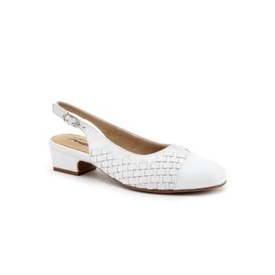 Wide Width Women's Dea Woven Cap Toe Pump by Trotters in White (Size 9 1/2 W)