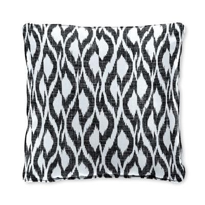 BH Outdoor Performance 16" Sq. Toss Pillow by BrylaneHome in Black Ikat Outdoor Patio Accent Pillow Cushion