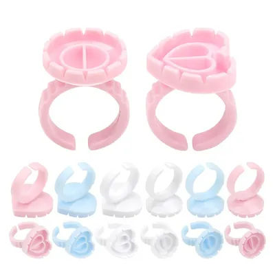 100Pcs Wholesale Disposable Eyelash Glue Fan Cup Rings Holder Container Tattoo Pigment Eyelash Extension Tools Lash Supplies