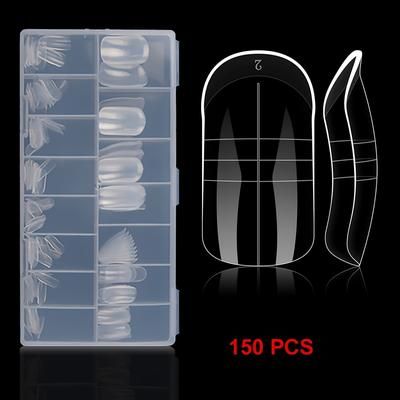 TEMU 150pcs Polygel Toenail Extension Molds, Full Cover Reusable Acrylic Nail Tips Forms, Odorless, Easy Application, 15 Sizes
