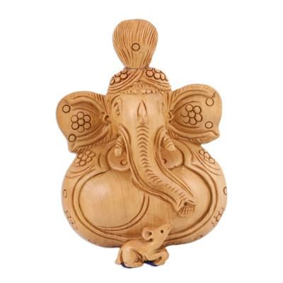 Ancestral Deity,'Kadam Wood Ganesha Sculpture Hand-Carved in India'