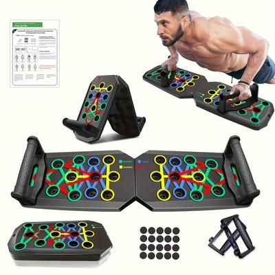 TEMU Ergonomic Push-up Board For Chest Strength - Multifunctional Home & Gym , Comfortable Design, Black