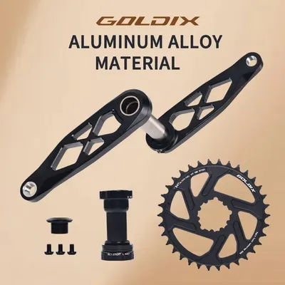 GOLDIX Mountain Bicycle Crankset CNC Hollow 165/170/175mm Bicycle Crank 0mm Offset Wide Narrow Teeth Chainring 30/32/34/36/38T