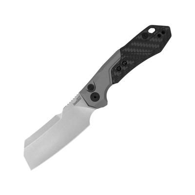 Kershaw Auto Launch 14 Button Lock Automatic Folding Knife 3.38in CPM-154 Stainless Stonewash Finish Cleaver Style Blade Gray Anodized Aluminum Handle