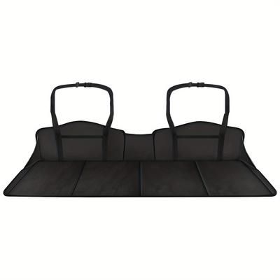 TEMU 1pc Black Polyester Back Seat Extender For Sleeping & Camping - Trunk Filler Mat With Adjustable Straps, Model 3/y & Suvs, Essential Car Accessory For Travel & Road Trips Rv Bedding