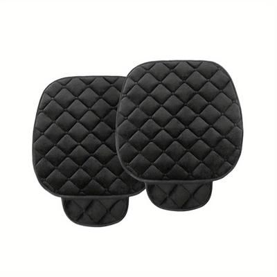 TEMU 2pcs Universal Plush Car Seat Cover - Winter Warm Anti Slip Breathable Cushion Pad With Lightweight Design For Vehicle Auto Chair Seat Protection