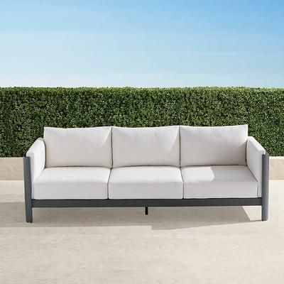Azores Sofa with Cushions in Matte Black Aluminum - Rain Brick - Frontgate
