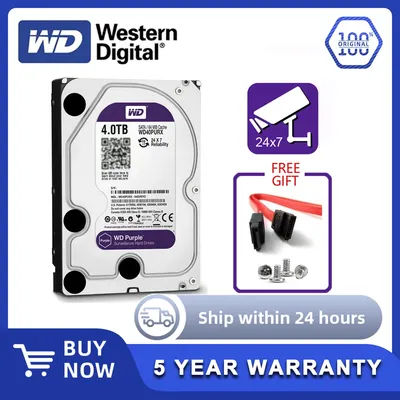 Western Digital WD Purple HDD 1TB 2TB 3TB 4TB SATA 6.0Gb/s 3.5" Hard Drive Disk For Security System Video Recorder DVR NVR CCTV