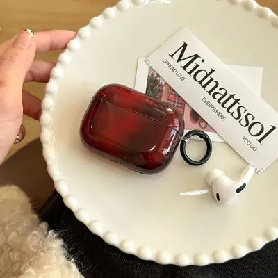 Simplicity Glossy Red Gradient Hook Case Cover for AirPods 1 or 2 3 4 AirPods Pro Pro 2 Pro 3