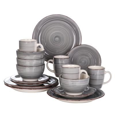 TEMU Dinnerware Set, 16pcs Service For 4, Stoneware Dinner Set With Dinner Plates, Salad Plates, Bowls, Mugs, Microwave Dishwasher Safe, Grey