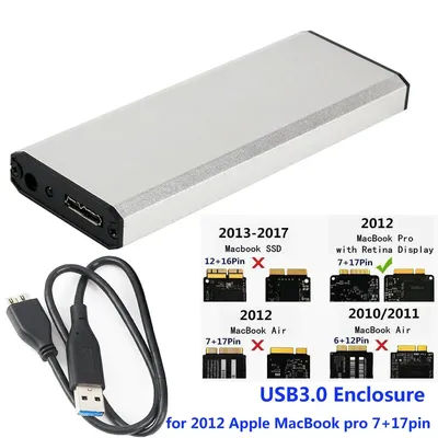 USB3.0 Hard disk Enclosure for 2012 Apple MacBook pro 7+17pin Disassemble SSD