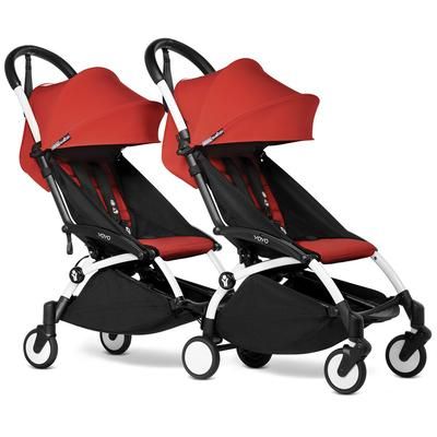 Babyzen YOYO Connect Double Stroller 6+ / 6+ Bundle - White / Red
