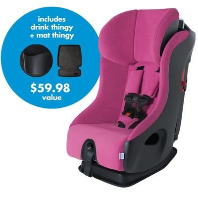 Clek 2021 Fllo Convertible Car Seat + Drink & Mat Thingy Bundle - C-Zero Flamingo