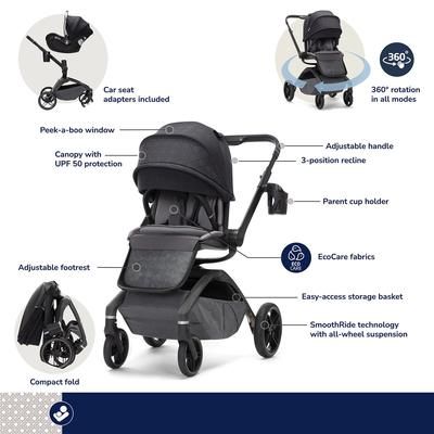 Maxi-Cosi Tana 360 Rotating Modular Stroller + Bassinet Bundle - Onyx Heritage