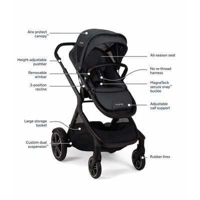 Nuna DEMI Grow + PIPA RX Twin Travel System with Aire Protect Canopy + Classic Canopy - Ocean
