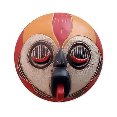 Ghanaian wood mask, 'Woman of Fire' - Fair Trade African Wood Mask