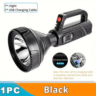 TEMU 1pc Outdoor Bright Flashlight,usb Charging Led Handheld Lamp,lighting Handheld Torch, Light Lamp For Camping,fishing,hiking,and Exploration
