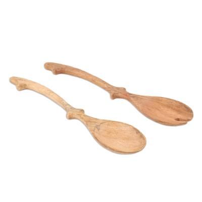 Imperial Flavors,'Handcrafted Salad Spoons Crafted from Mango Wood (Set of 2)'