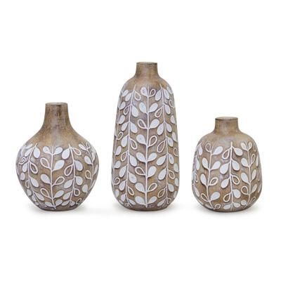 Vase (Set of 3) 5.25"H, 6"H, 8.75"H Resin by Homestyles in Brown/white