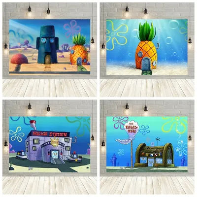 SpongeBob Pineapple House Background Custom Kids Birthday Party Decor Banner Newborn Portrait
