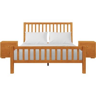 Hampton Wooden Platform Bed in Black, Queen with 2 Nightstands by Camden Isle in Cherry (Size KING)