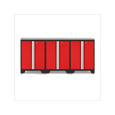 NewAge Garage Cabinets PRO Red 4-Piece Work Station with Stainless Steel Top