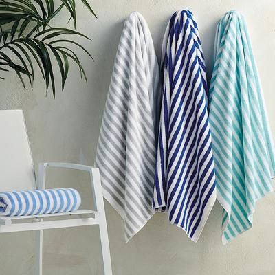 Set of 4 Riviera Stripe Beach Towel - Fog - Frontgate Resort Collection™